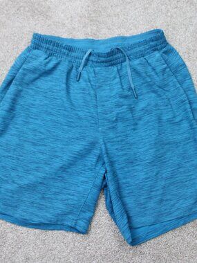 Lululemon Swim Shorts Mens Medium Blue Channel Cross 7" Trunks Mesh Lined